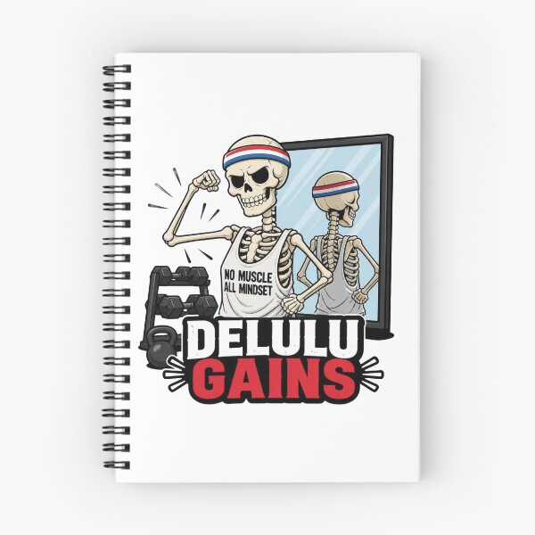 Item preview, Delulu Gains Funny Skeleton Gym Flex Dark Comedy Design designed and sold by Ecocrushstudio.