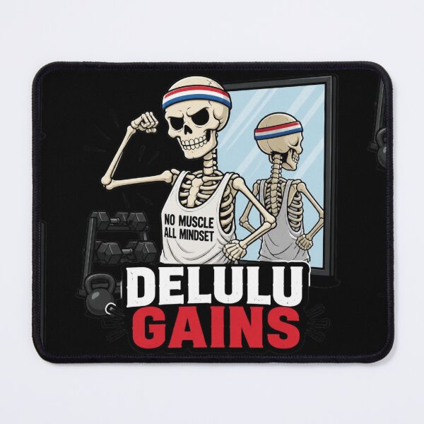 Item preview, Delulu Gains Funny Skeleton Gym Flex Dark Comedy Design designed and sold by Ecocrushstudio.