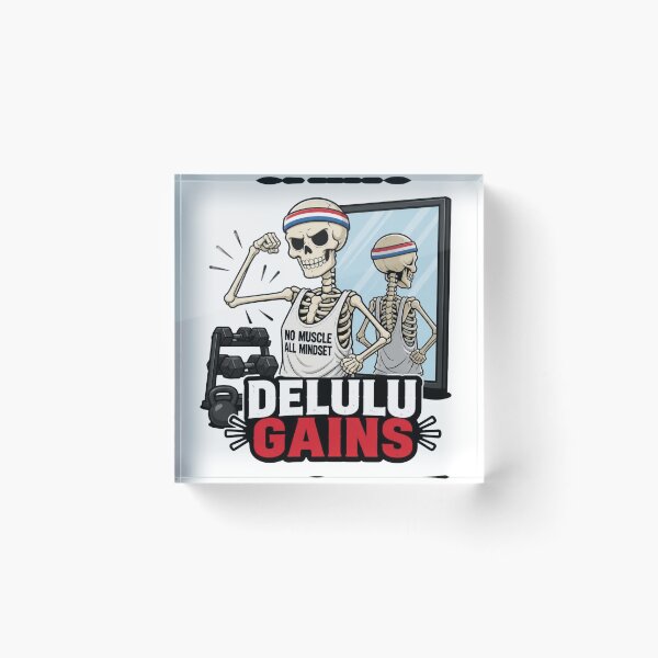 Item preview, Delulu Gains Funny Skeleton Gym Flex Dark Comedy Design designed and sold by Ecocrushstudio.