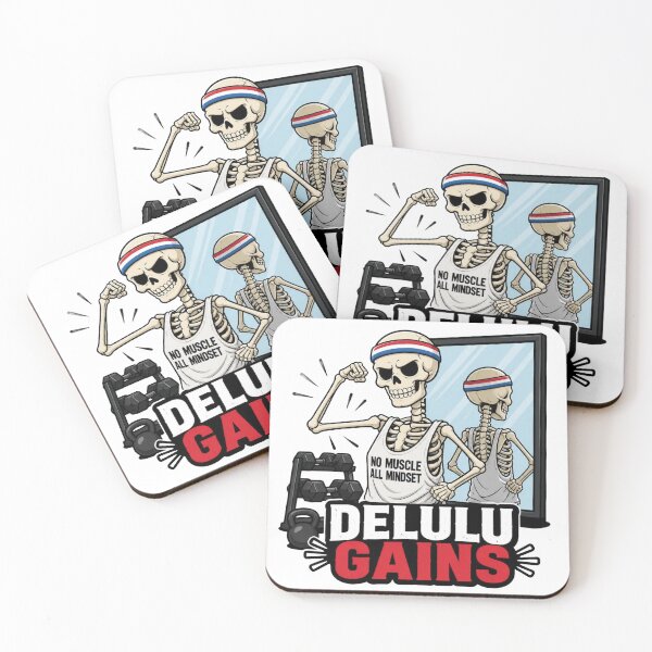 Item preview, Delulu Gains Funny Skeleton Gym Flex Dark Comedy Design designed and sold by Ecocrushstudio.