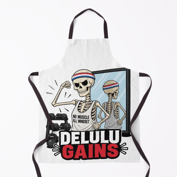 Item preview, Delulu Gains Funny Skeleton Gym Flex Dark Comedy Design designed and sold by Ecocrushstudio.
