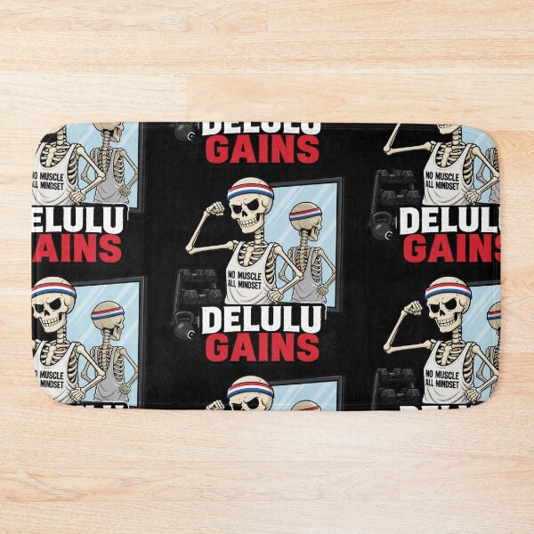 Item preview, Delulu Gains Funny Skeleton Gym Flex Dark Comedy Design designed and sold by Ecocrushstudio.
