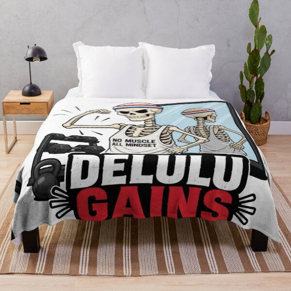 Item preview, Delulu Gains Funny Skeleton Gym Flex Dark Comedy Design designed and sold by Ecocrushstudio.