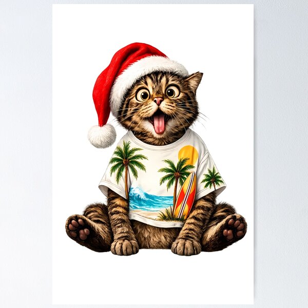 Item preview, Christmas in July , Cat with Tropical Cocktail | Cute Festive Summer Kitty designed and sold by GGAUL.