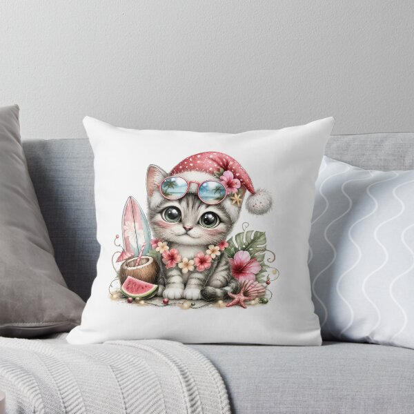 Item preview,  Christmas in July , Cat with Tropical Cocktail | Cute Festive Summer Kitty designed and sold by GGAUL.