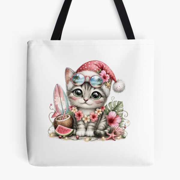 Item preview,  Christmas in July , Cat with Tropical Cocktail | Cute Festive Summer Kitty designed and sold by GGAUL.
