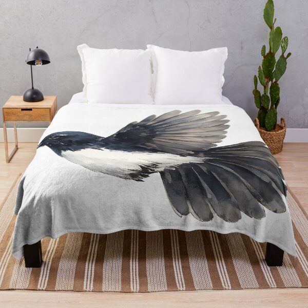 Item preview, Willie Wagtail in Flight — Watercolour designed and sold by Jaruart.