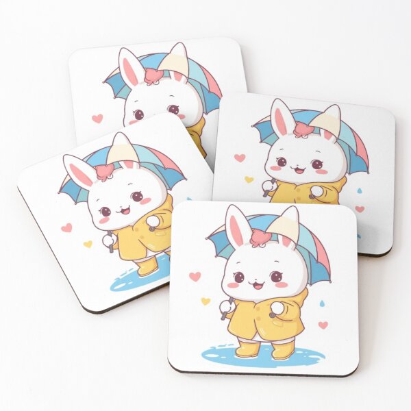 Item preview, Cute Bunny in Rain | Kawaii Rabbit Sticker designed and sold by Stylestickers55.