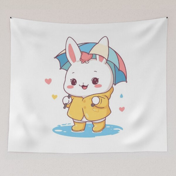 Item preview, Cute Bunny in Rain | Kawaii Rabbit Sticker designed and sold by Stylestickers55.