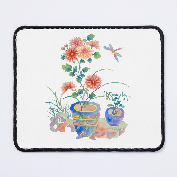 Item preview, Korean Folk Art Flower Pot Watercolor designed and sold by Yiruda-Art.