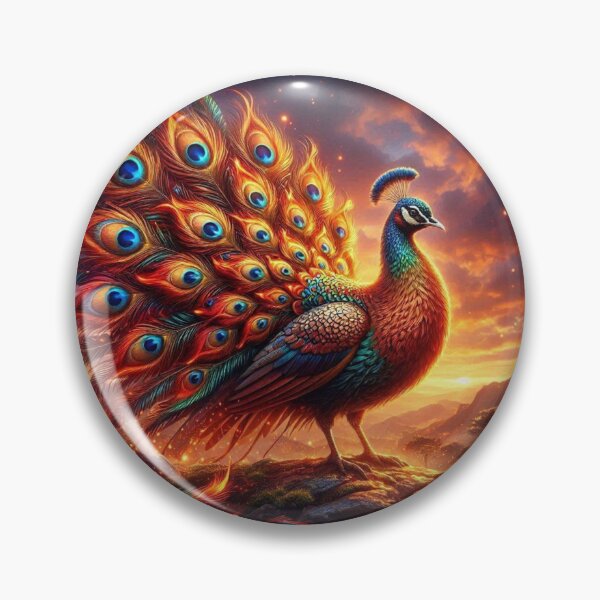 Item preview, Majestic Peacock at Sunset – Vibrant Fantasy Art designed and sold by Dogandesighn.