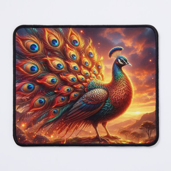 Item preview, Majestic Peacock at Sunset – Vibrant Fantasy Art designed and sold by Dogandesighn.