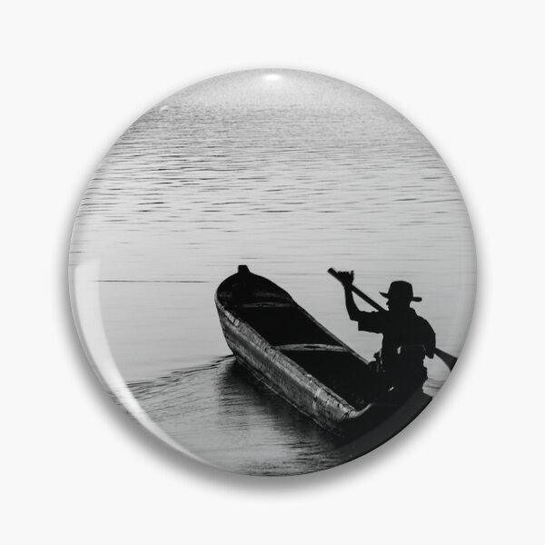 Item preview, Solitary Rower: A Serene Monochrome Reflection of Traditional Life designed and sold by ThaCriações.