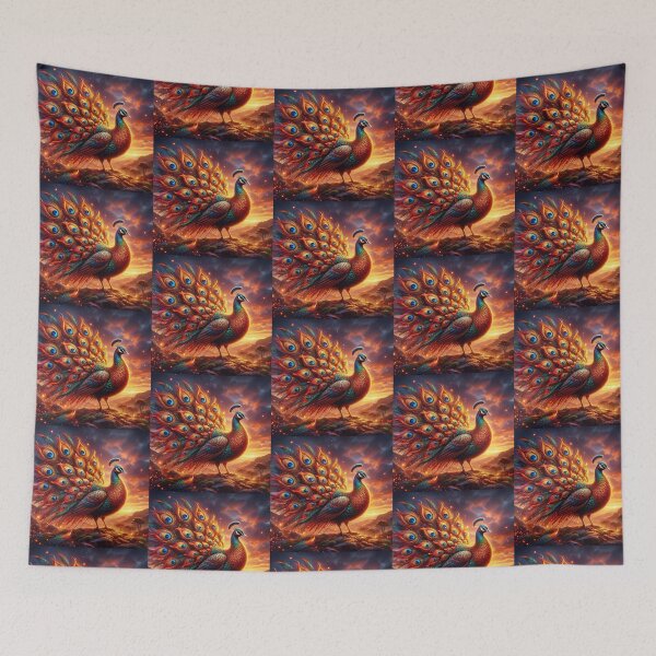 Item preview, Majestic Peacock at Sunset – Vibrant Fantasy Art designed and sold by Dogandesighn.