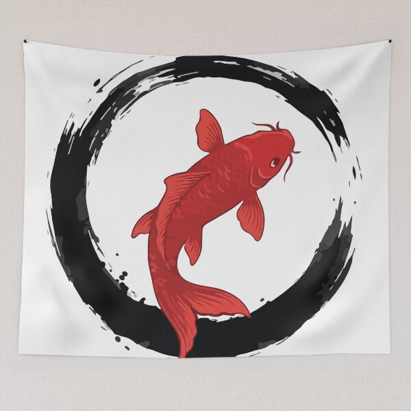 Item preview, Minimalist Red Koi Fish Ink Enso Brushstroke designed and sold by Arc2020.