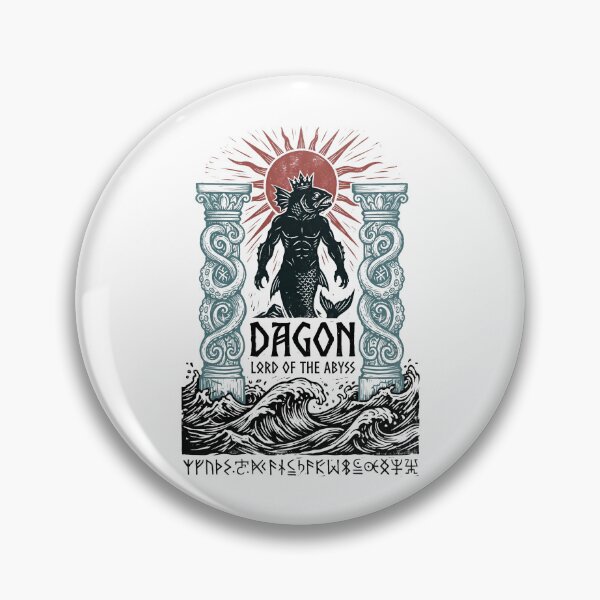 Artikelvorschau, Dagon, Herr des Abgrunds, Vintage-Mythos-Säulengravur entworfen und verkauft von Fenay Designs.