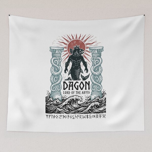 Item preview, Dagon Lord of the Abyss Vintage Mythos Pillar Engraving designed and sold by Fenay Designs.