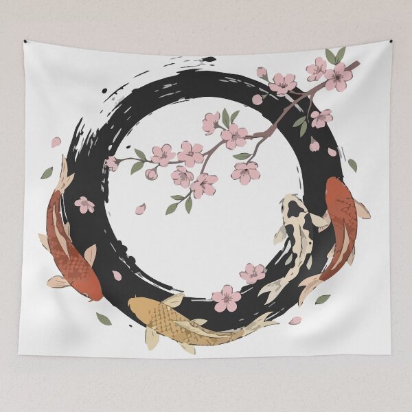 Item preview, Cherry Blossom Sakura Koi Fish Enso Circle designed and sold by Arc2020.
