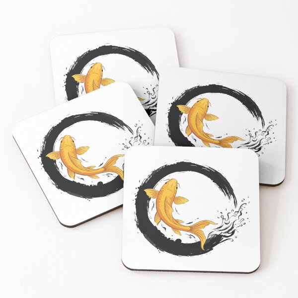 Item preview, Golden Koi Fish Zen Brush Enso Water Splash designed and sold by Arc2020.