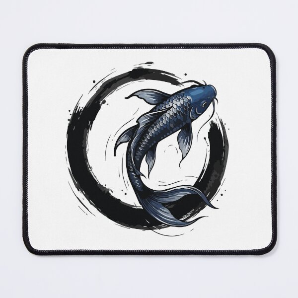 Item preview, Midnight Blue Koi Fish Minimalist Enso Moon designed and sold by ArcApparel2020.