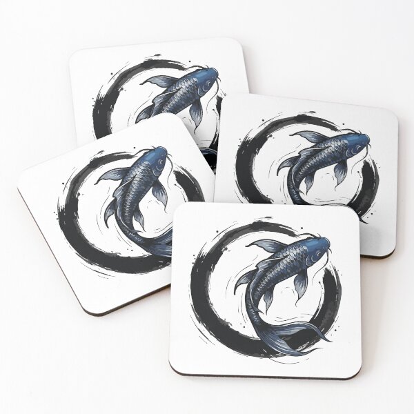 Item preview, Midnight Blue Koi Fish Minimalist Enso Moon designed and sold by ArcApparel2020.