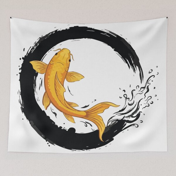 Item preview, Golden Koi Fish Zen Brush Enso Water Splash designed and sold by ArcApparel2020.
