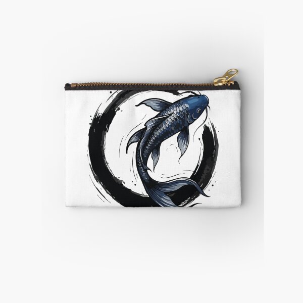 Item preview, Midnight Blue Koi Fish Minimalist Enso Moon designed and sold by ArcApparel2020.