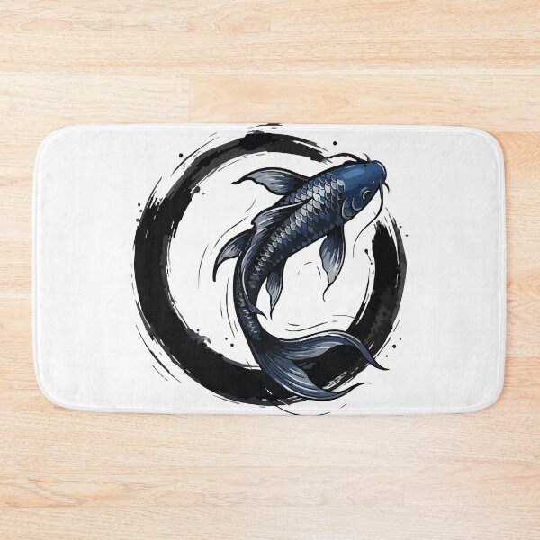Item preview, Midnight Blue Koi Fish Minimalist Enso Moon designed and sold by ArcApparel2020.