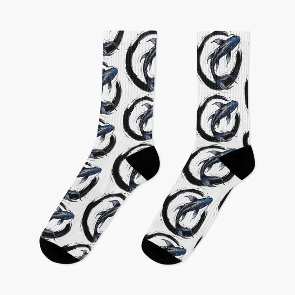 Item preview, Midnight Blue Koi Fish Minimalist Enso Moon designed and sold by ArcApparel2020.