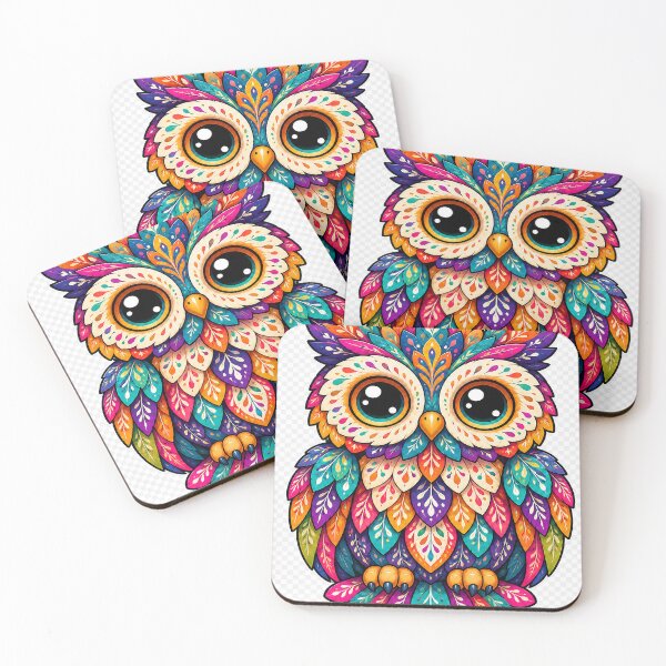Item preview, Colorful Kawaii Owl Folk Art Graphic designed and sold by alw951.