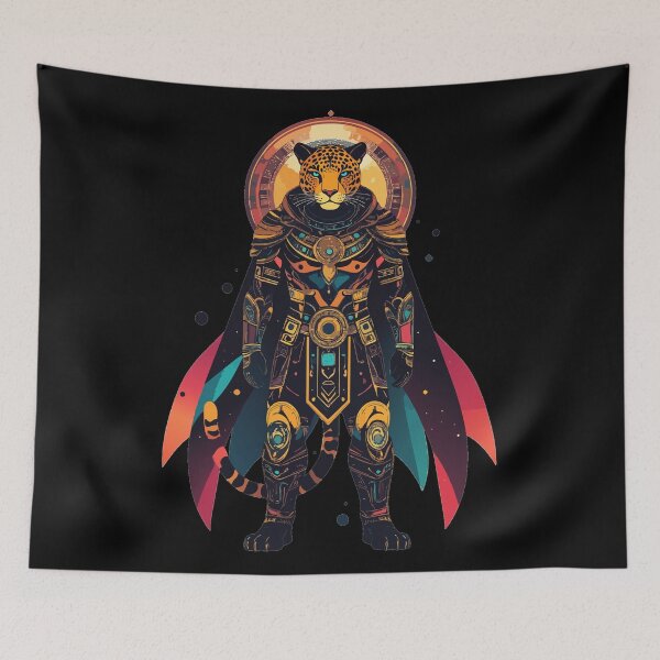 Item preview, Cosmic Leopard Warrior | Sci-Fi Fantasy Big Cat | Cyberpunk Animal Art designed and sold by AvalonMoss.