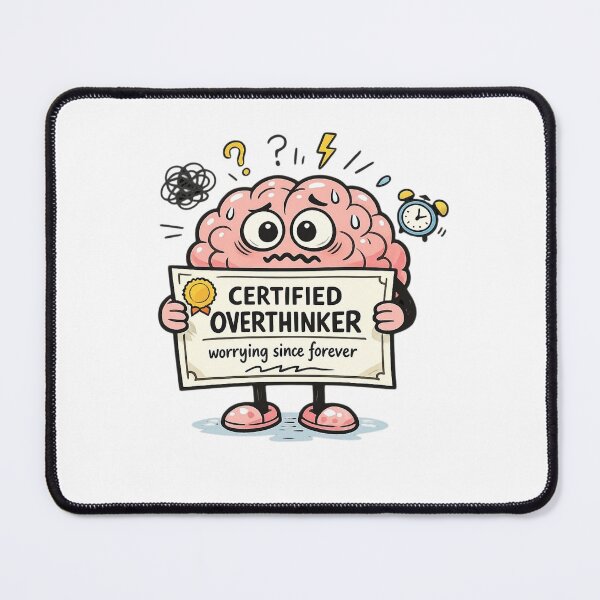 Item preview, Certified Overthinker – Worrying Since Forever | Chaotic Cartoon Brain Sticker designed and sold by Timeless Junction.