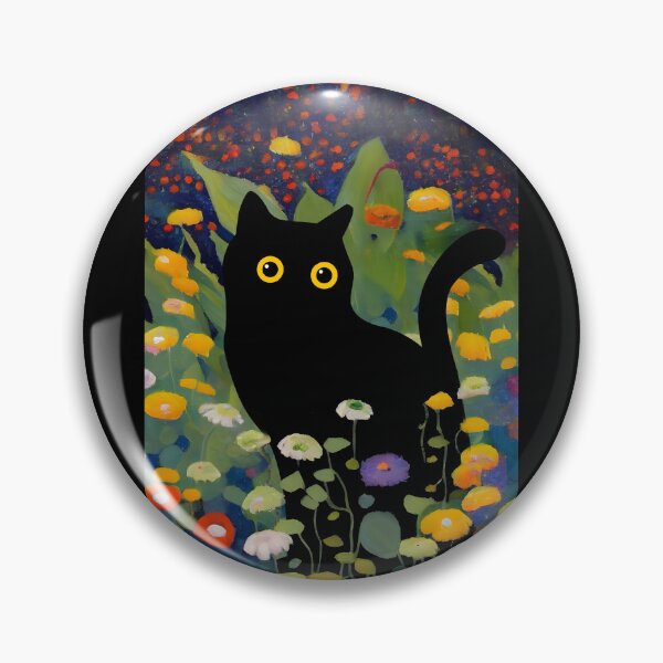 Item preview, Black Cat in Klimt-Inspired Floral Garden designed and sold by PurrfectHome.