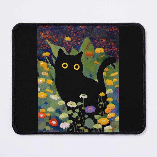 Item preview, Black Cat in Klimt-Inspired Floral Garden designed and sold by PurrfectHome.