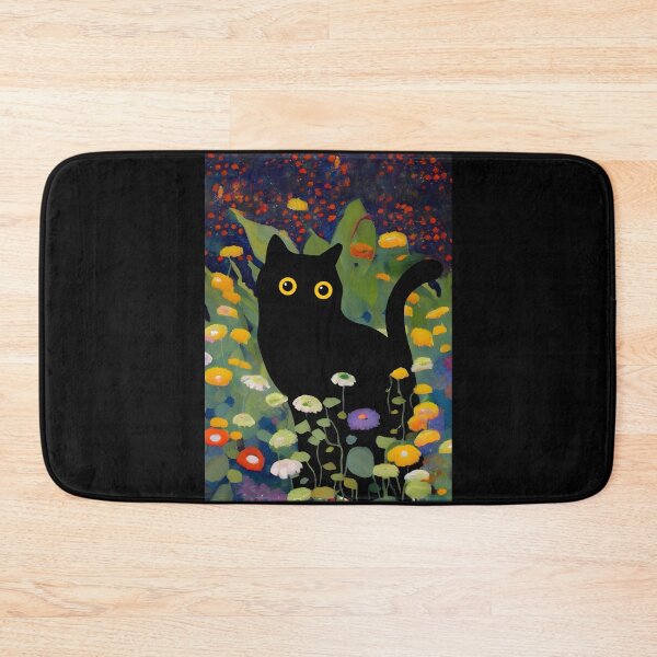 Item preview, Black Cat in Klimt-Inspired Floral Garden designed and sold by PurrfectHome.