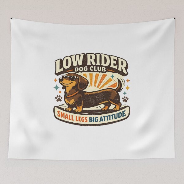 Item preview, Low Rider Dog Club Small Legs Big Attitude Dachshund designed and sold by Concrete Coffee Studio.