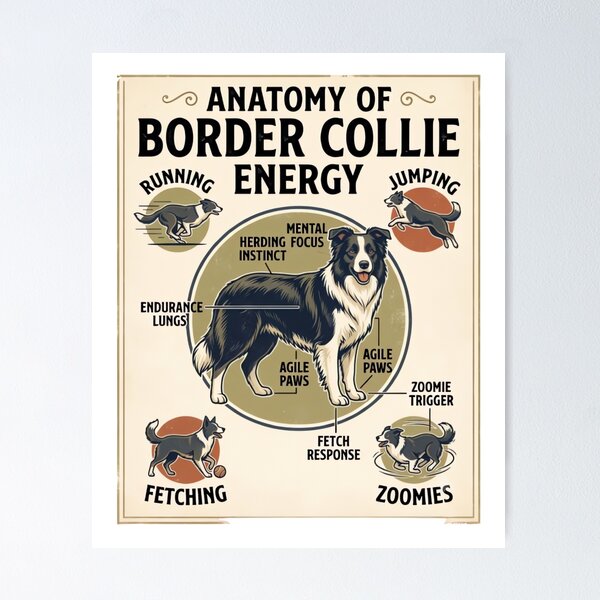 Item preview, Anatomy of Border Collie Energy Vintage Retro Dog Lover Design designed and sold by urbinet.