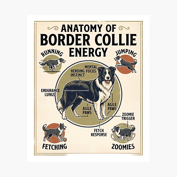 Item preview, Anatomy of Border Collie Energy Vintage Retro Dog Lover Design designed and sold by urbinet.