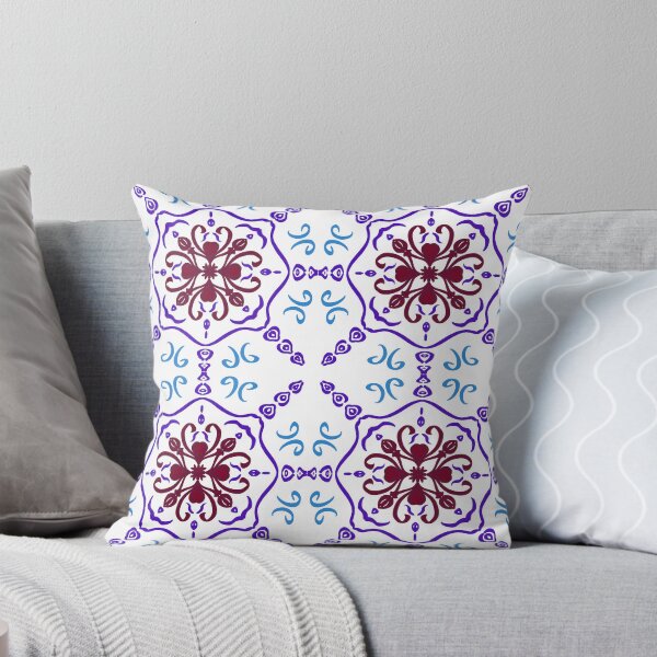 Item preview,  Traditional Mediterranean ceramic tile design with elegant purple and blue floral mandala elements on white background. designed and sold by AjjimaJKM.