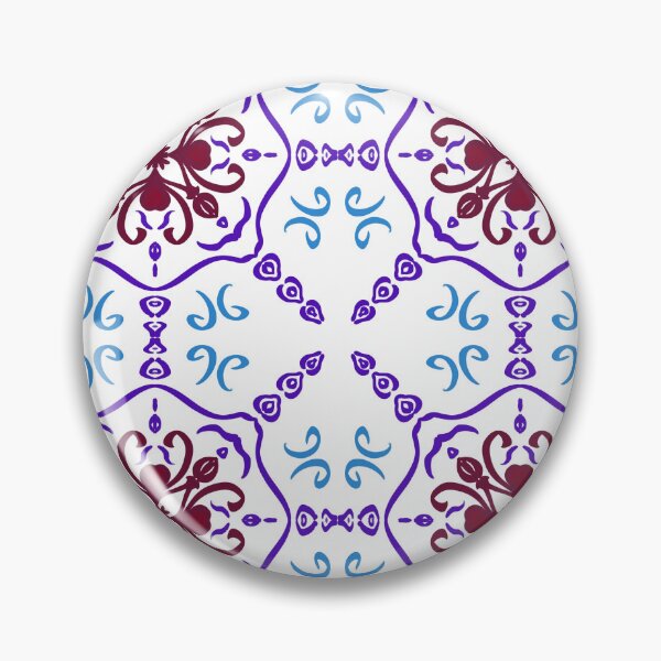 Item preview,  Traditional Mediterranean ceramic tile design with elegant purple and blue floral mandala elements on white background. designed and sold by AjjimaJKM.