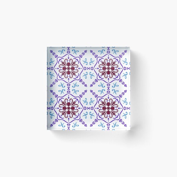 Item preview,  Traditional Mediterranean ceramic tile design with elegant purple and blue floral mandala elements on white background. designed and sold by AjjimaJKM.