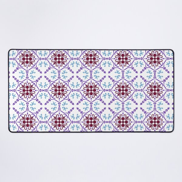 Item preview,  Traditional Mediterranean ceramic tile design with elegant purple and blue floral mandala elements on white background. designed and sold by AjjimaJKM.