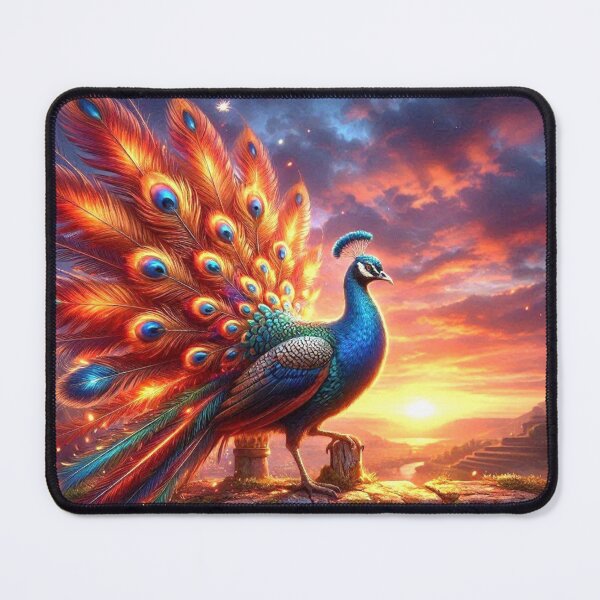 Item preview, Majestic Peacock at Sunset – Vibrant Fantasy Art designed and sold by Dogandesighn.