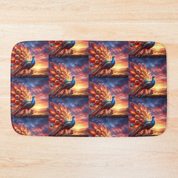 Item preview, Majestic Peacock at Sunset – Vibrant Fantasy Art designed and sold by Dogandesighn.