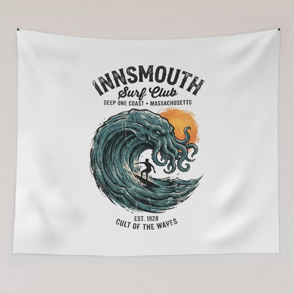 Item preview, Innsmouth Surf Club Cult of the Waves Cthulhu Vintage Surf designed and sold by Fenay Designs.