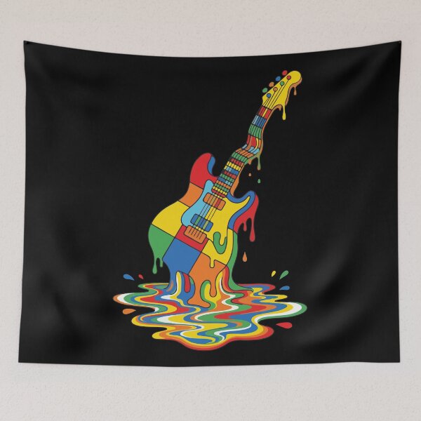 Item preview, Melting Rainbow Electric Guitar Psychedelic Retro Pop Art Design designed and sold by BrownHorse90s.