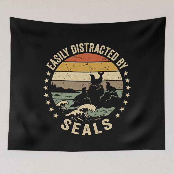 Item preview, Easily Distracted By Seals Ocean Animal Lover Marine Life designed and sold by RetroMini2026.