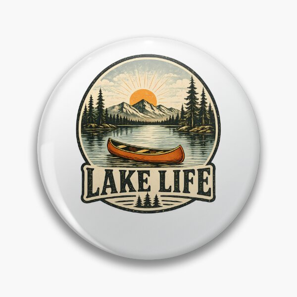 Item preview, Lake Life – Vintage Canoe Mountain Lake Camping Outdoor Adventure designed and sold by ONEZEROART.