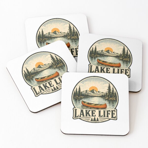 Item preview, Lake Life – Vintage Canoe Mountain Lake Camping Outdoor Adventure designed and sold by ONEZEROART.