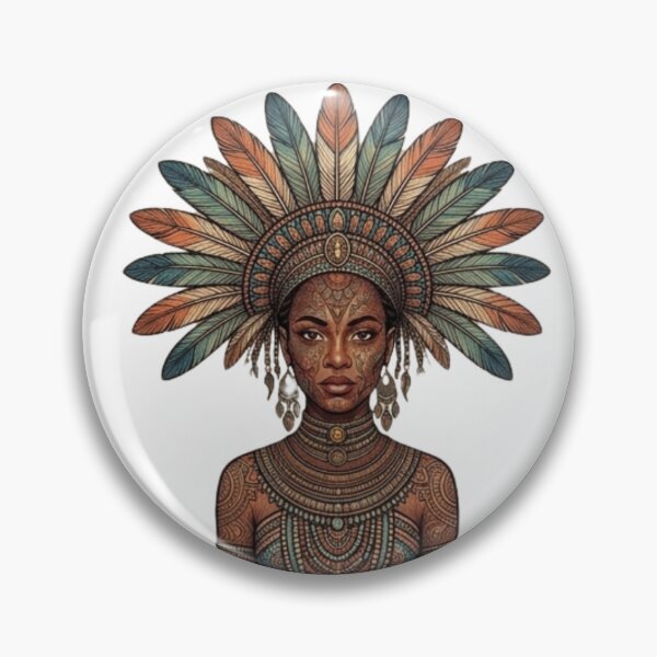 Item preview, Royal African Tribal Queen - Red and Purple Fantasy Mandala Art designed and sold by DoodleIntricate.